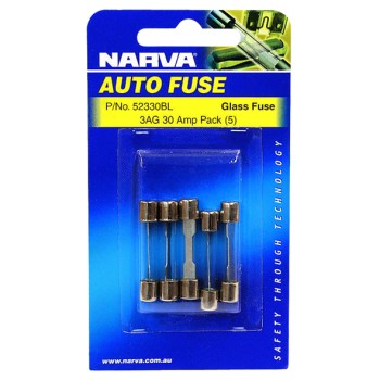 Narva 3AG Glass Fuse, 5 Pack - 30 AMP